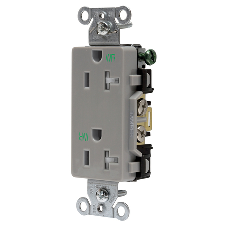 HUBBELL WIRING DEVICE-KELLEMS Commercial Specification Grade Style Line Decorator Duplex Receptacles DR20GRYWRTR